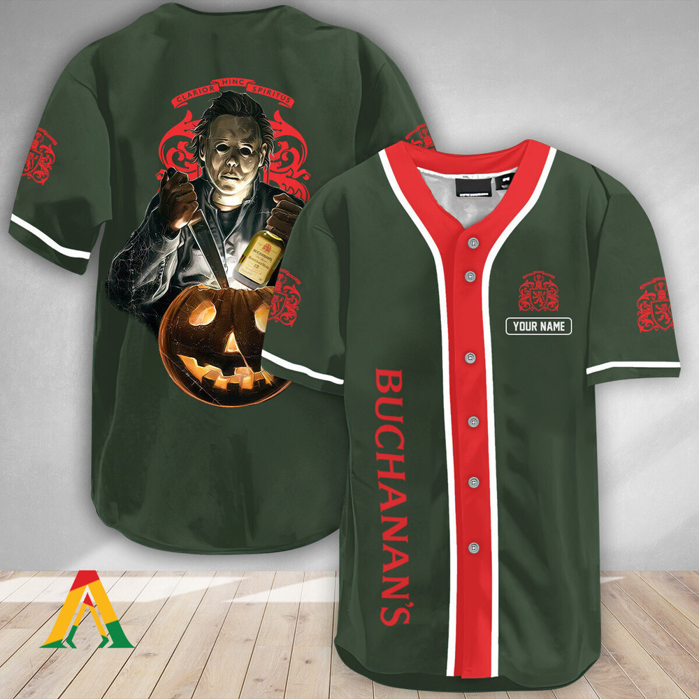 Personalized Scary Michael Myers Pumpkin Buchanans Baseball Jersey Unisex Jersey Shirt for Men Women