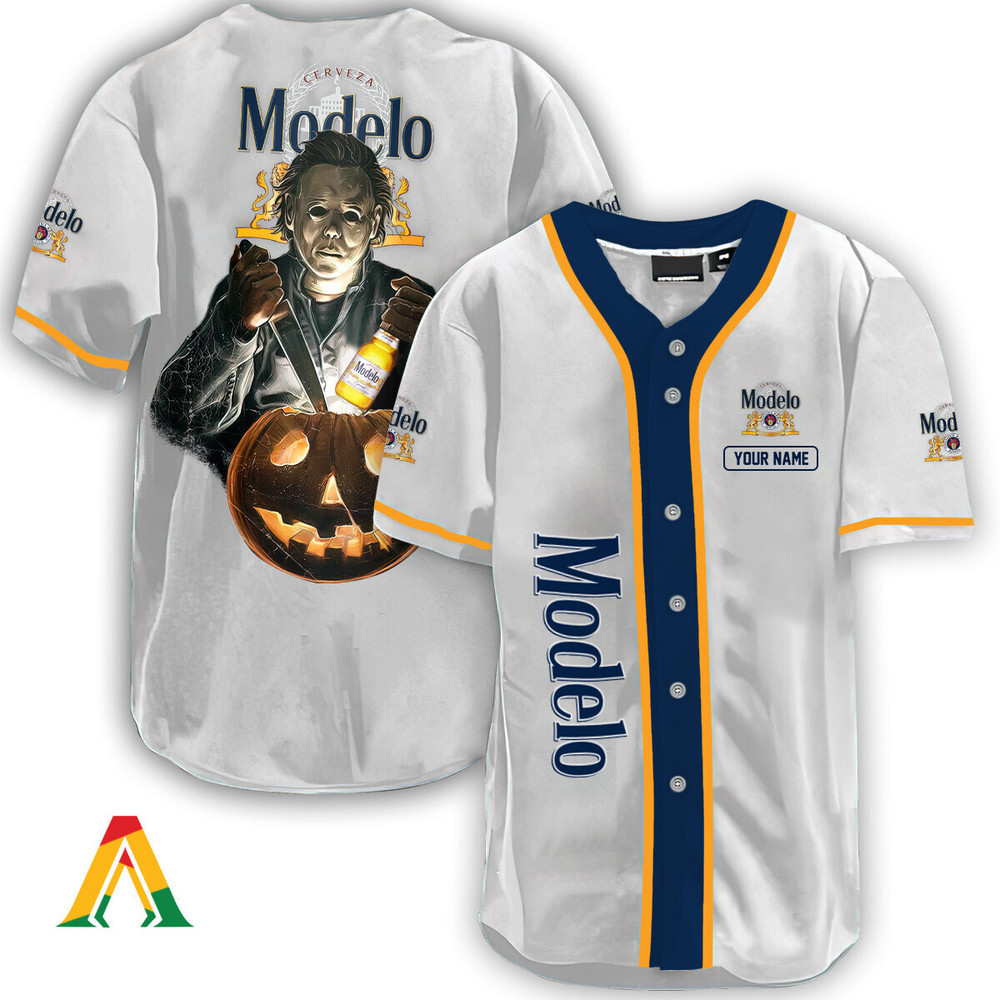 Personalized Scary Michael Myers Pumpkin Modelo Baseball Jersey Unisex Jersey Shirt for Men Women