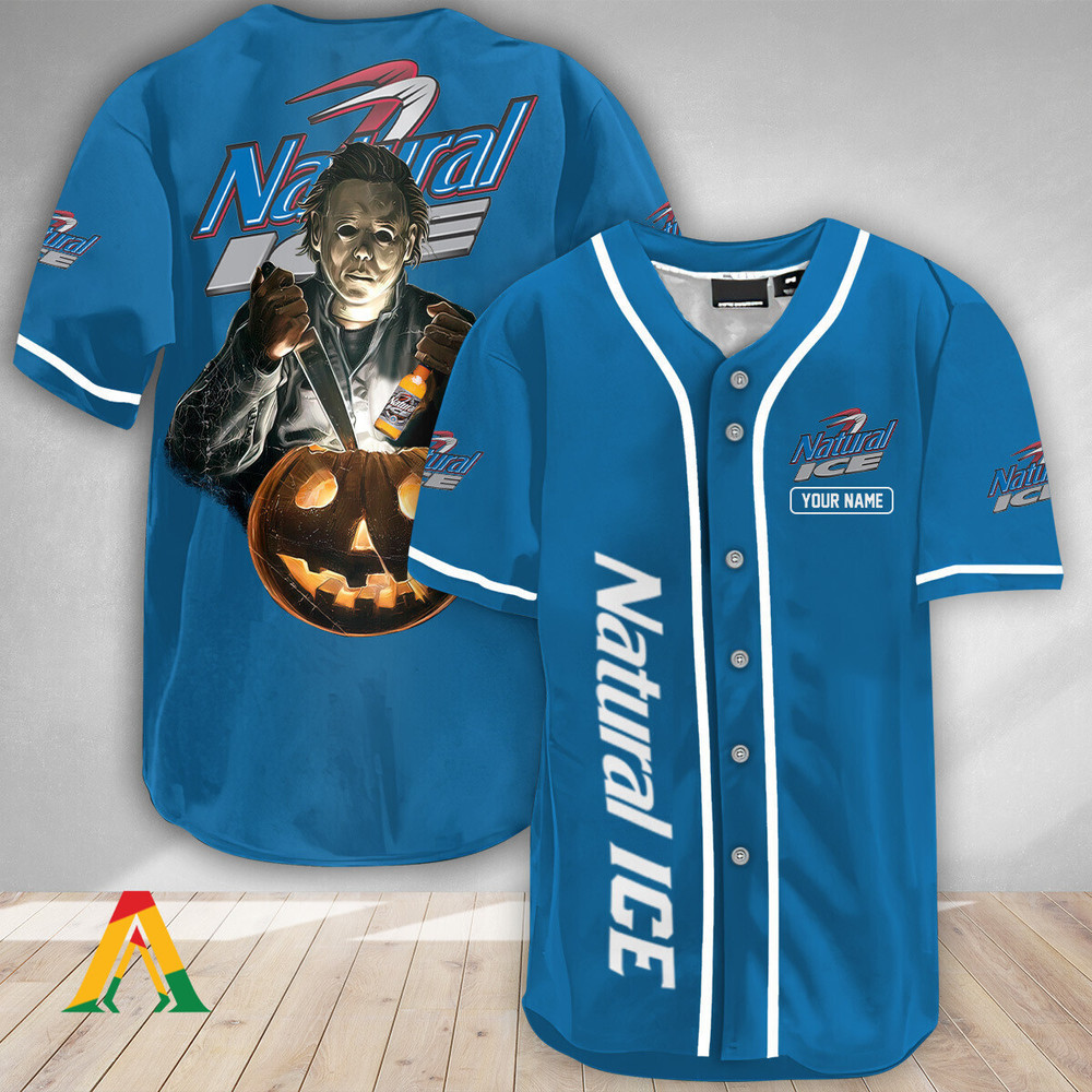 Personalized Scary Michael Myers Pumpkin Natural Ice Baseball Jersey Unisex Jersey Shirt for Men Women