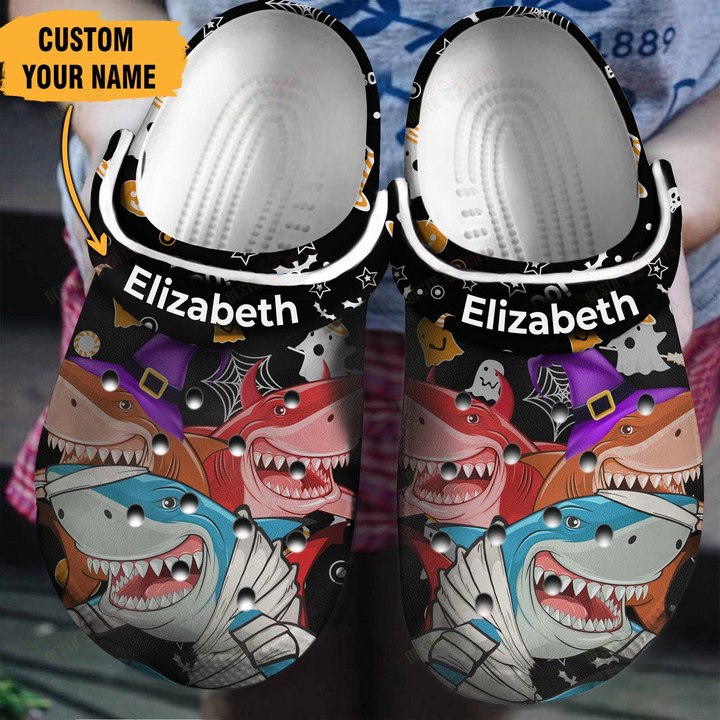 Personalized Shark Halloween Crocs Classic Clogs Shoes