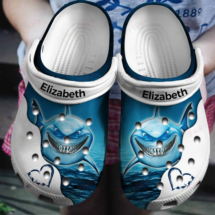 Personalized Shark Heart Crocs Classic Clogs Shoes