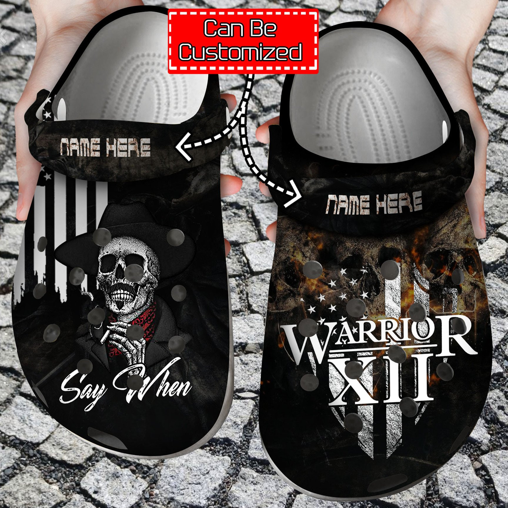 Personalized Skull Warrior XII Say When Crocs Crocs Clog Shoes