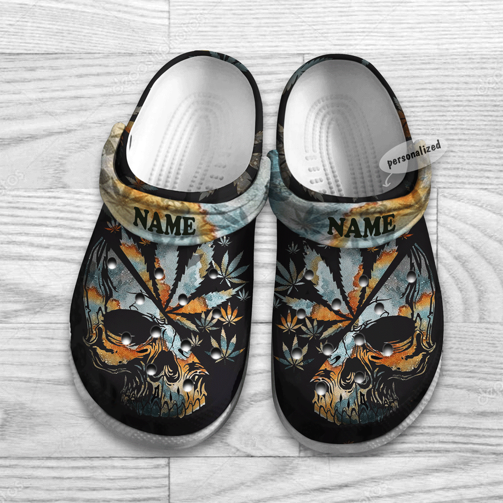 Personalized Skull Weed Cannabis Crocs Clog Shoesfor Men Women Marijuana 420 Weed Gifts Ht