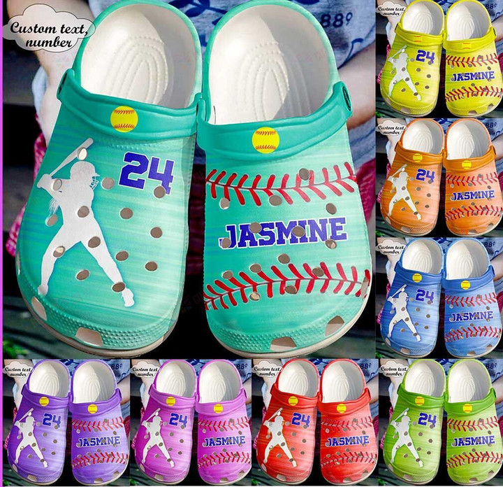 Personalized Softball Girl Crocs Classic Clogs Shoes