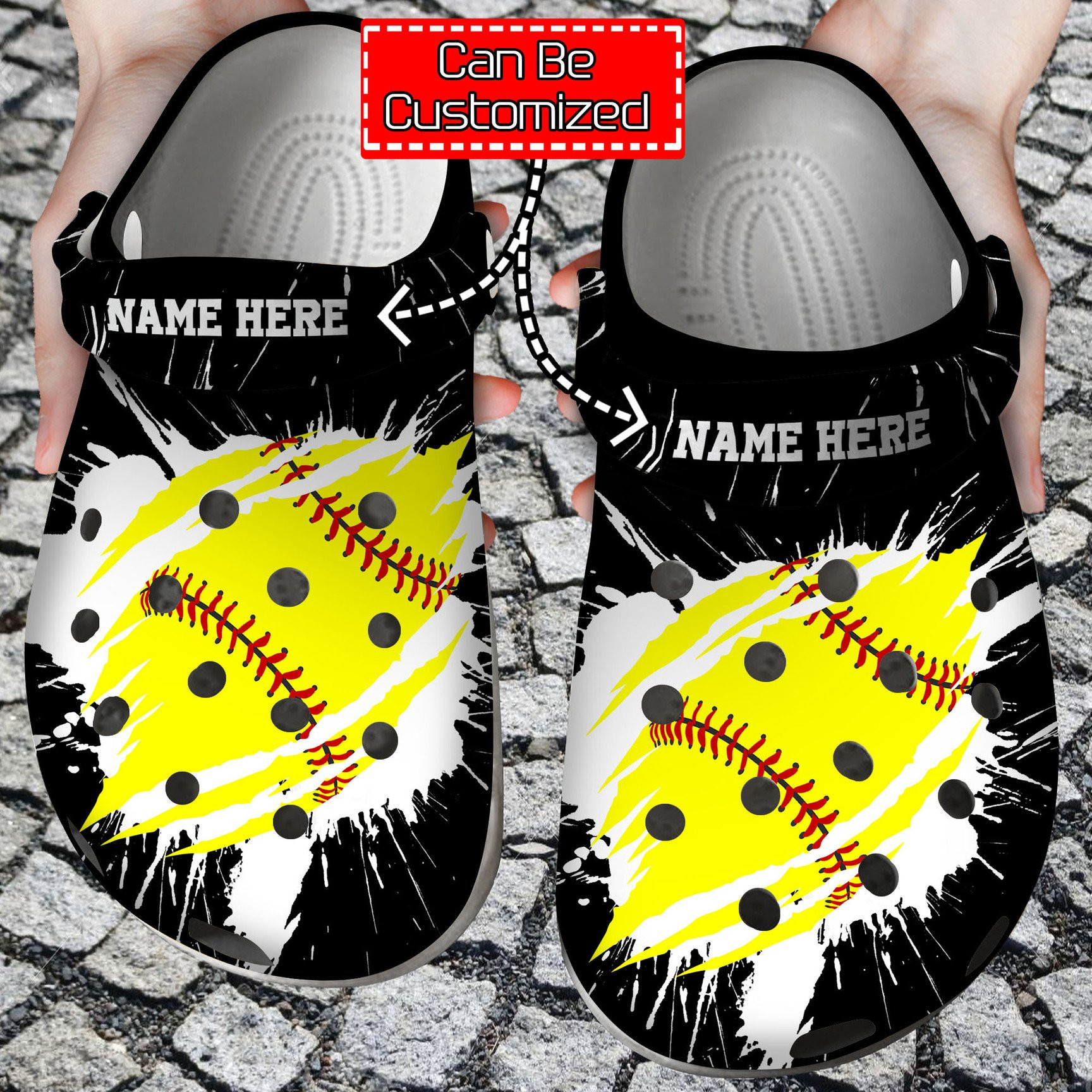 Personalized Softball Ripped Through Crocs Crocs Clog Shoes