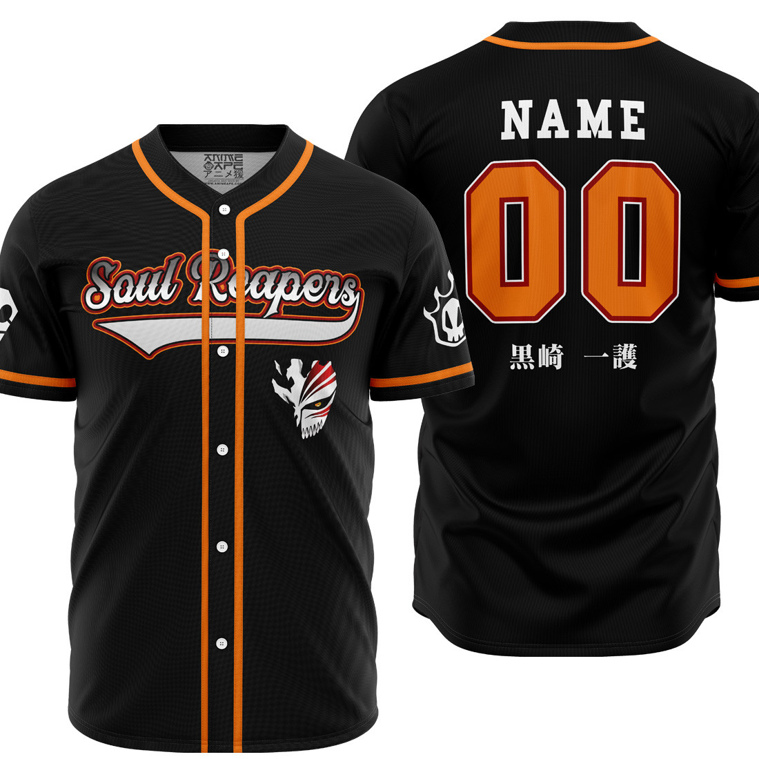 Personalized Soul Reaper Ichigo Bleach Baseball Jersey, Unisex Jersey Shirt for Men Women