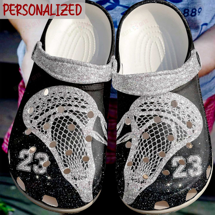 Personalized Sparkle Lacrosse Sticks Crocs Classic Clogs Shoes