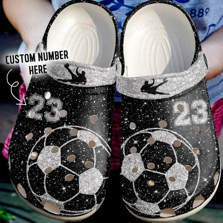 Personalized Sparkle Soccer Ball Crocs Classic Clogs Shoes