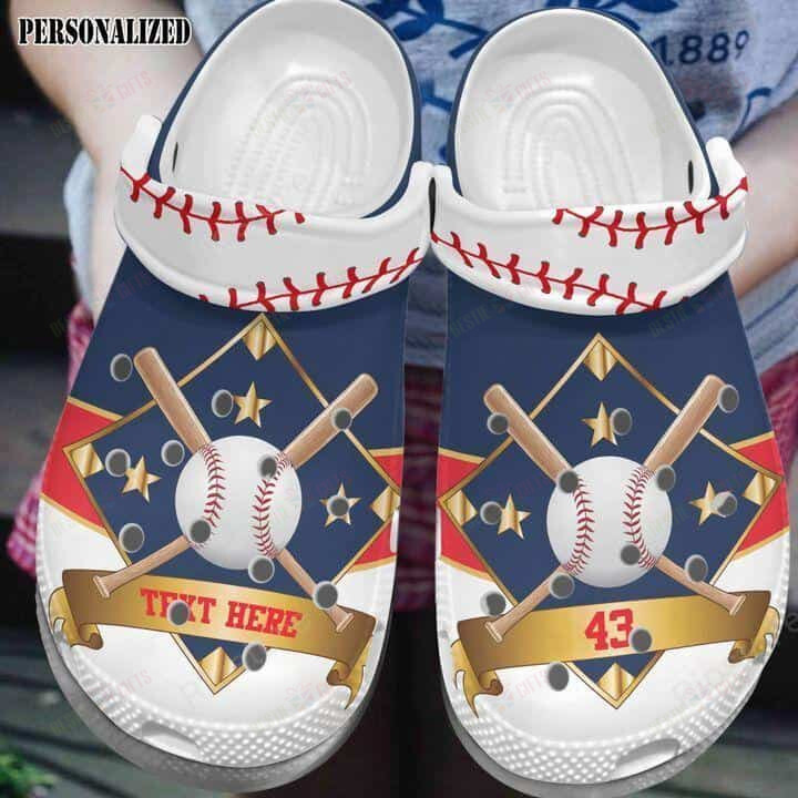 Personalized Star Baseball Crocs Classic Clogs Shoes