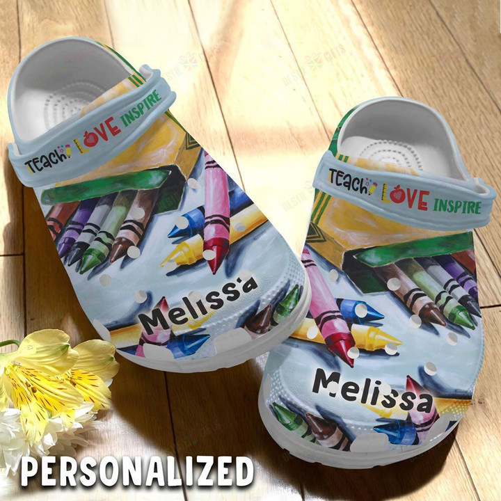 Personalized Teacher Lets Get Your Crayon Crocs Classic Clogs Shoes