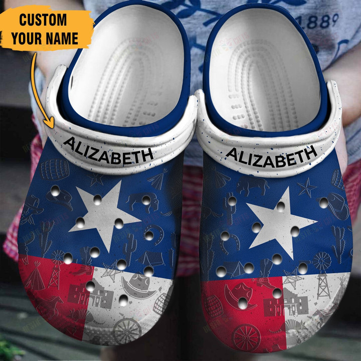 Personalized Texas Flag Crocs Classic Clogs Shoes