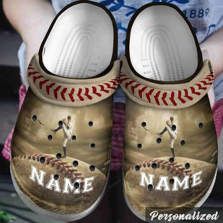 Personalized The Pitcher Baseball Ball Player Crocs Classic Clogs Shoes