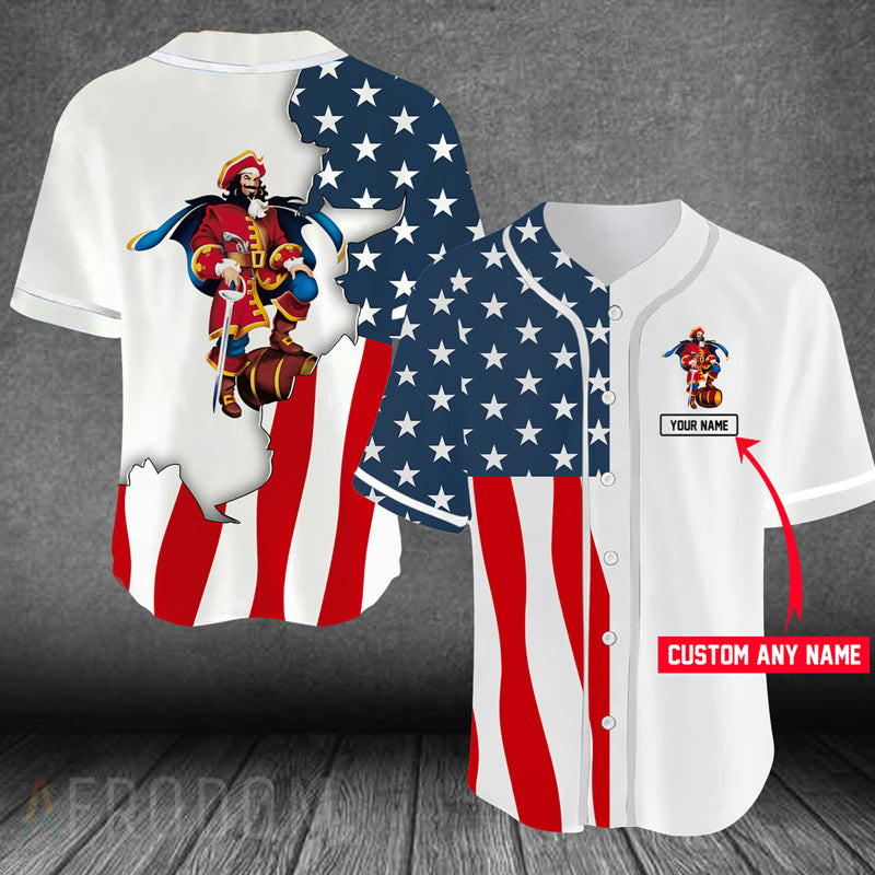 Personalized US Flag Captain Morgan Baseball Jersey, Unisex Jersey Shirt for Men Women