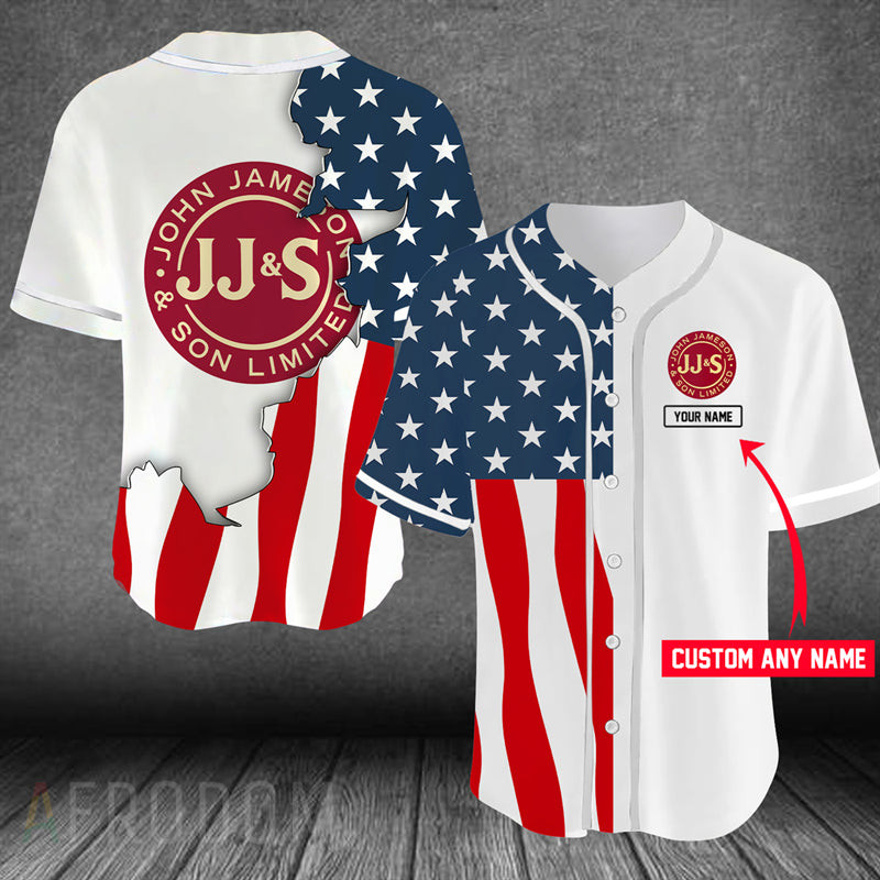 Personalized US Flag Jameson Baseball Jersey