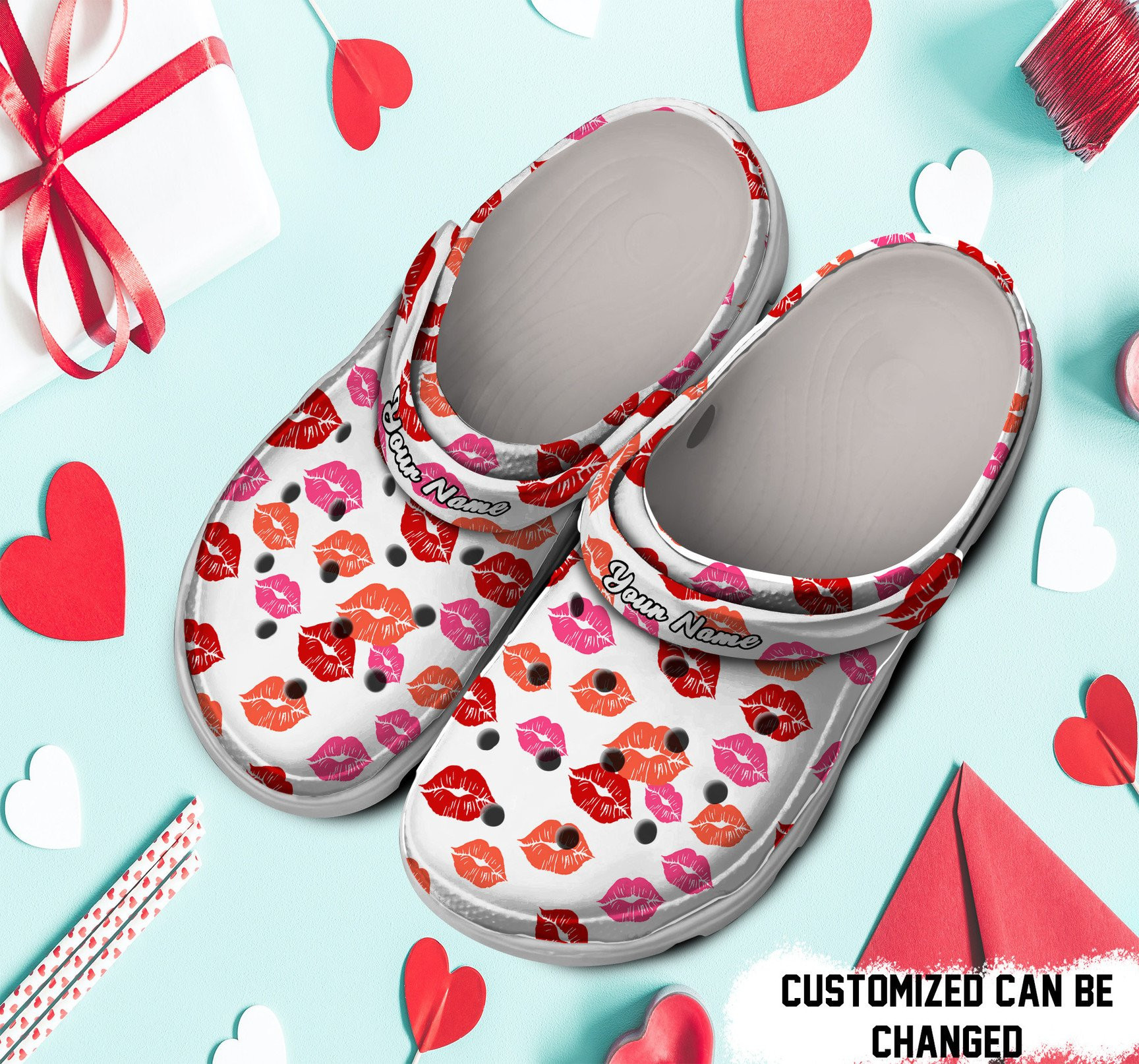 Personalized Valentine Lips Kiss Crocs Crocs Clog Shoes