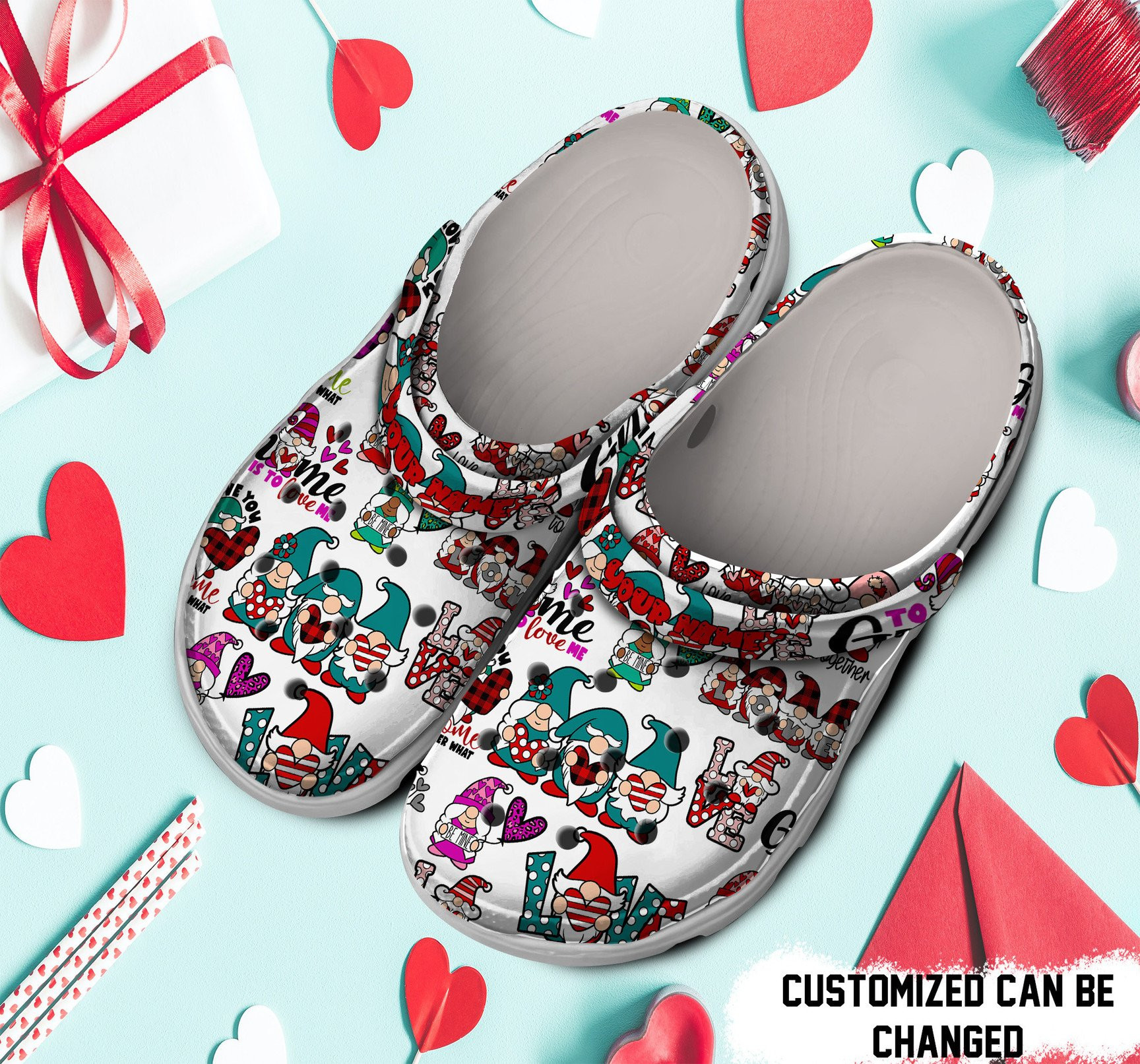 Personalized Valentine Love Gnome Crocs Crocs Clog Shoes
