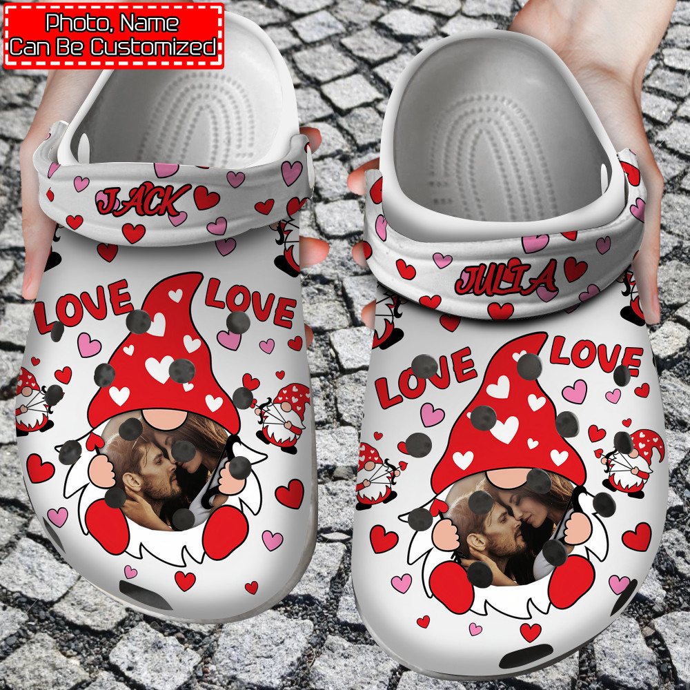 Personalized Valentine Love Gnomes Crocs Clog Shoes For Men And Women
