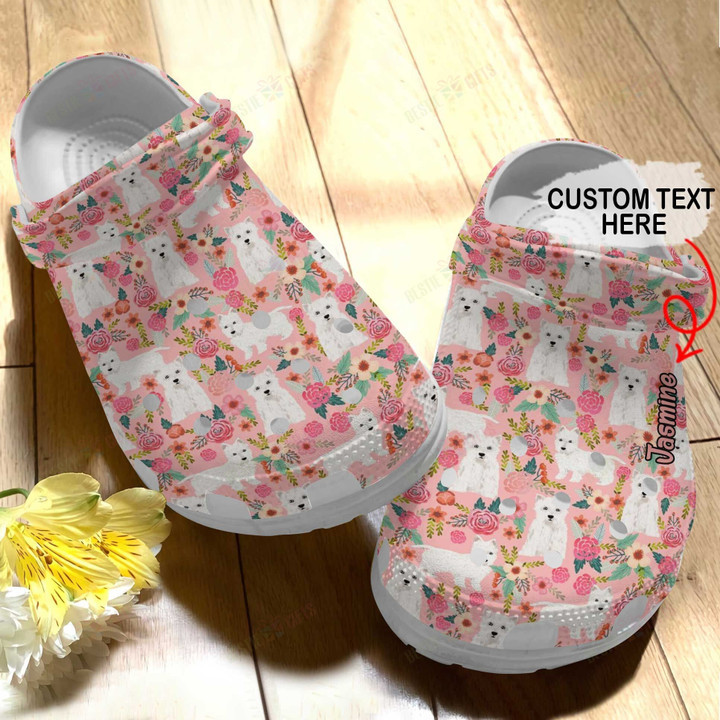 Personalized Westie Floral Pattern Crocs Classic Clogs Shoes