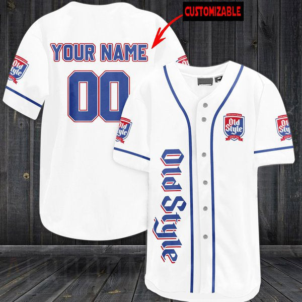 Personalized White Old Style Beer Baseball Jersey