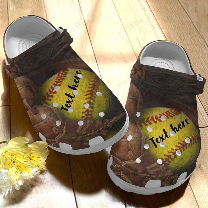 Personalized White Sole Love Softball Crocs Classic Clogs Shoes