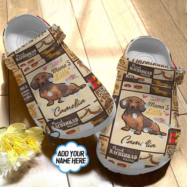 Personalized White Sole Mamas Little Dachshund Crocs Classic Clogs Shoes