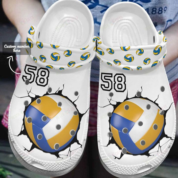 Personalized White Sole Volleyball Lover Crocs Classic Clogs Shoes