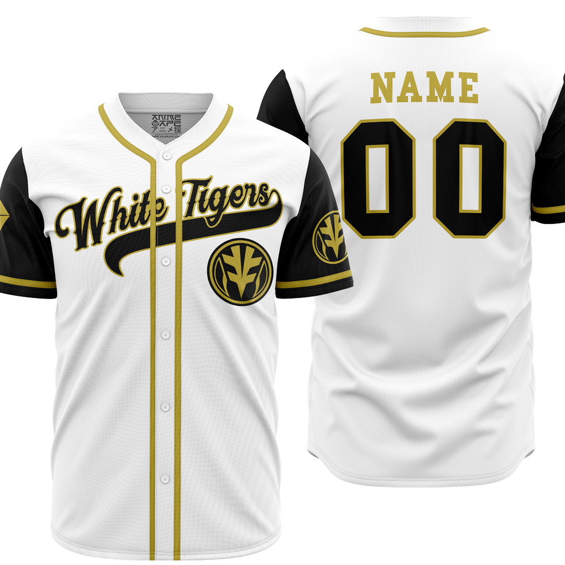 Personalized White Tigers White Power Rangers Baseball Jersey