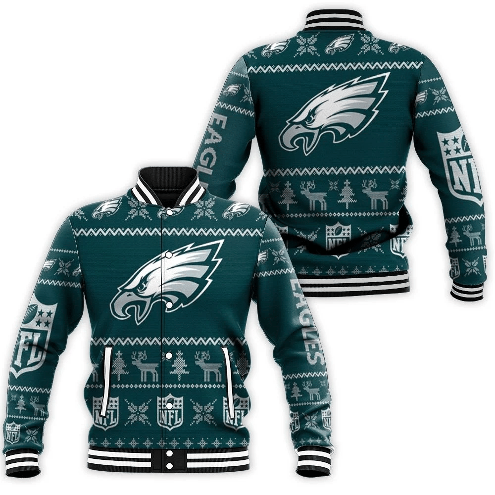 Philadelphia Eagles Nfl Christmas 3d Baseball Jacket for Men Women