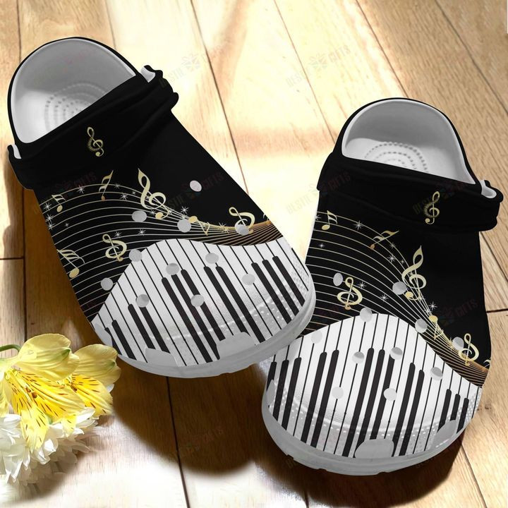 Piano Golden Notes Crocs Classic Clogs Shoes