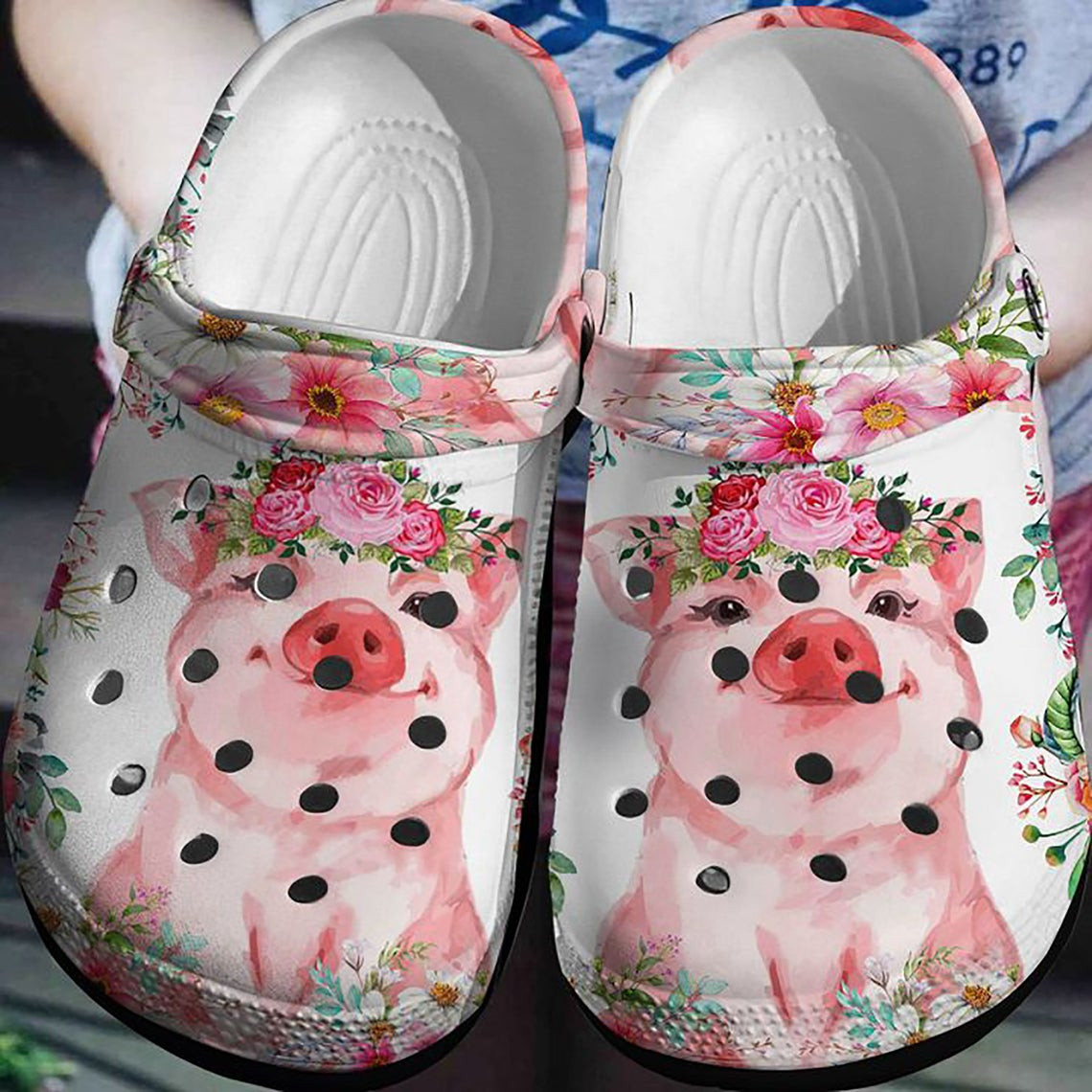 Pig Flower Farmer Crocband Crocs Clogs