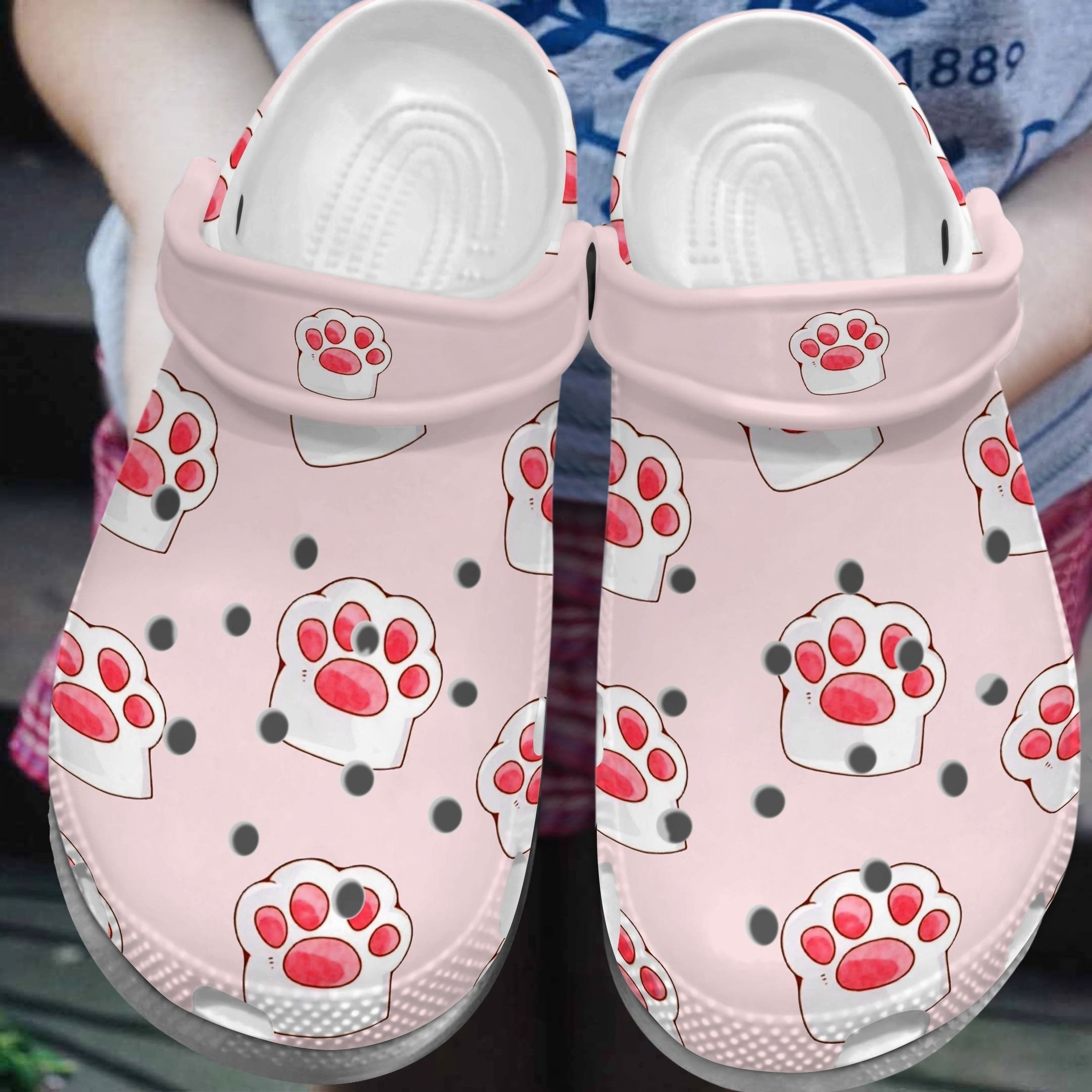 Pink Cat Foot Shoes Crocs Crocbland Clogs Birthday Gift