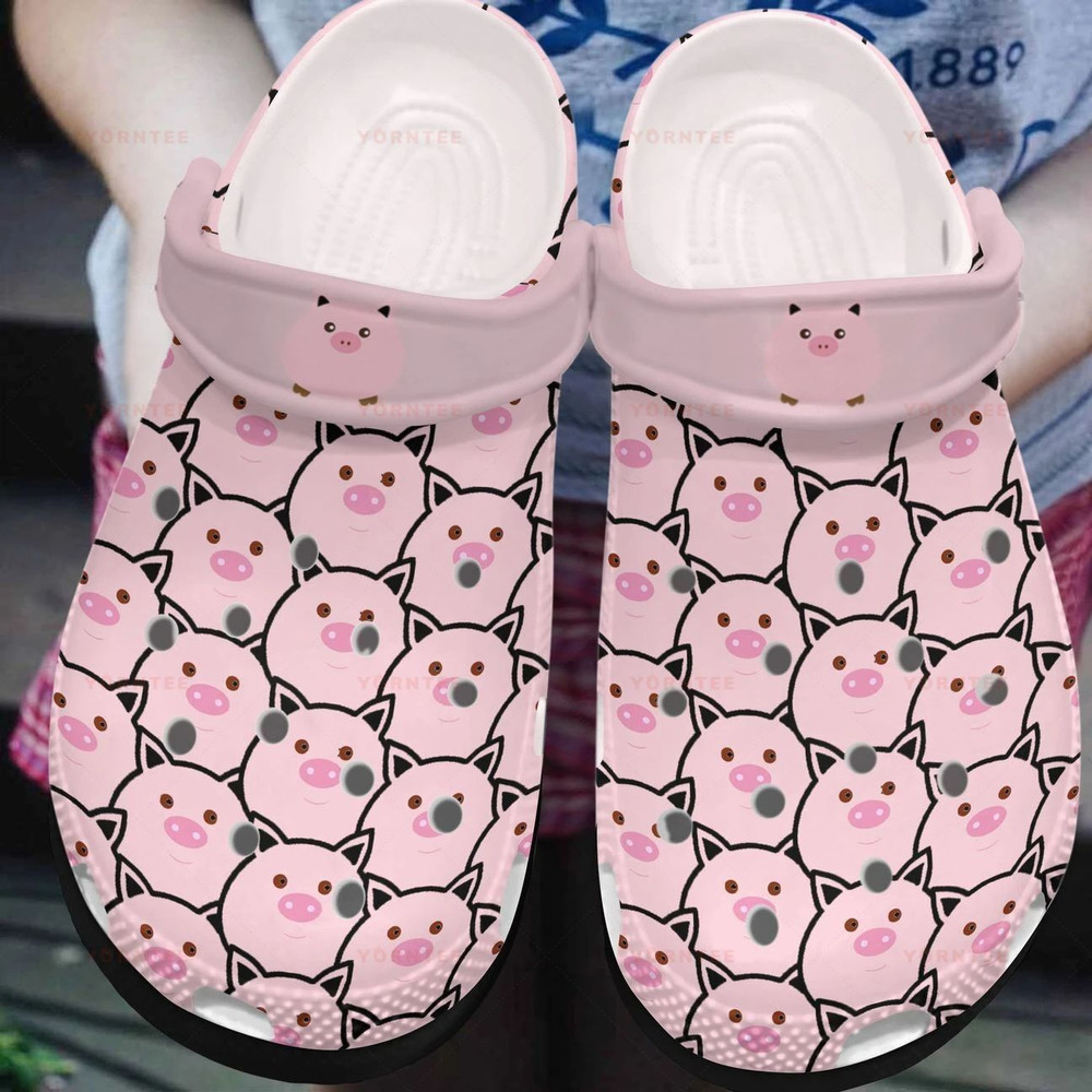 Pink Pig Full Print Gift For Lover Rubber Crocs Clog Shoes Comfy Footwear