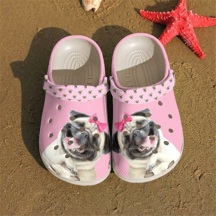 Pink Pug Funny Rubber Crocs Clog Shoes Comfy Footwear