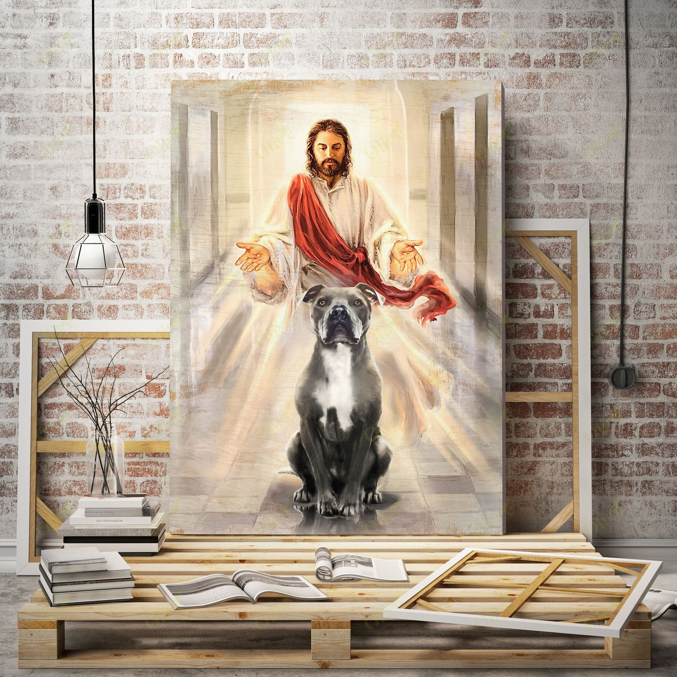 Pit Bull And God Poster And Canvas Art Wall Decor