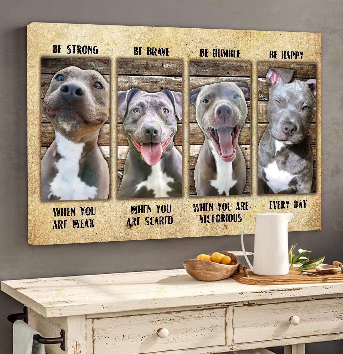 Pit Bull - Be Happy Every Day Poster And Canvas Art Wall Decor