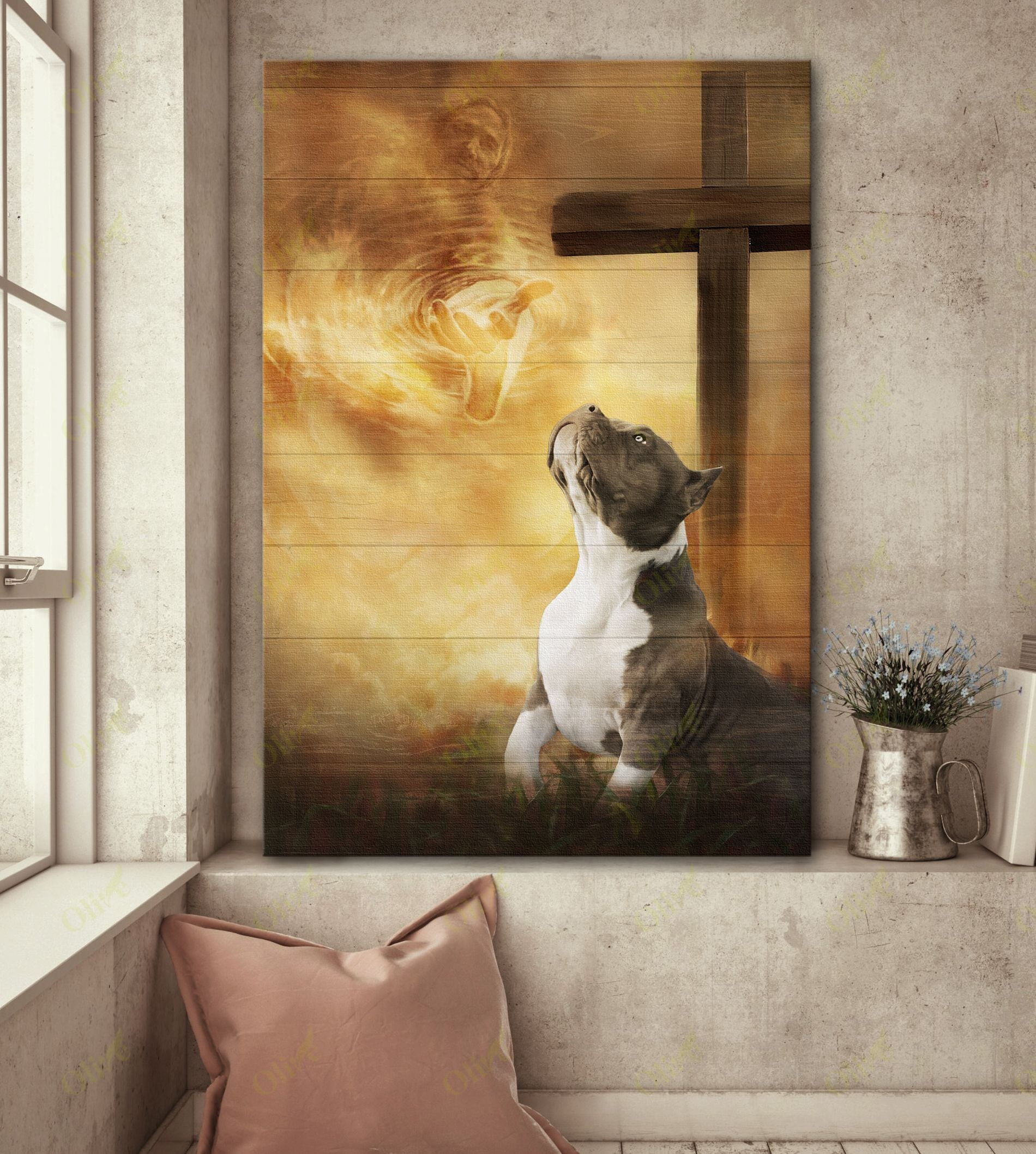 Pit Bull - Follow His Sign Poster And Canvas Art Wall Decor