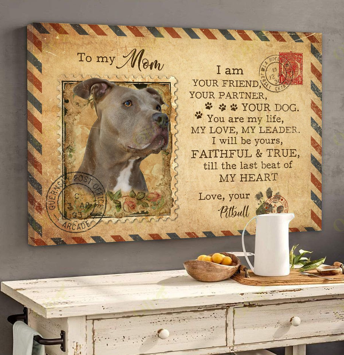 Pit Bull - Letter To My Mom Poster And Canvas Art Wall Decor