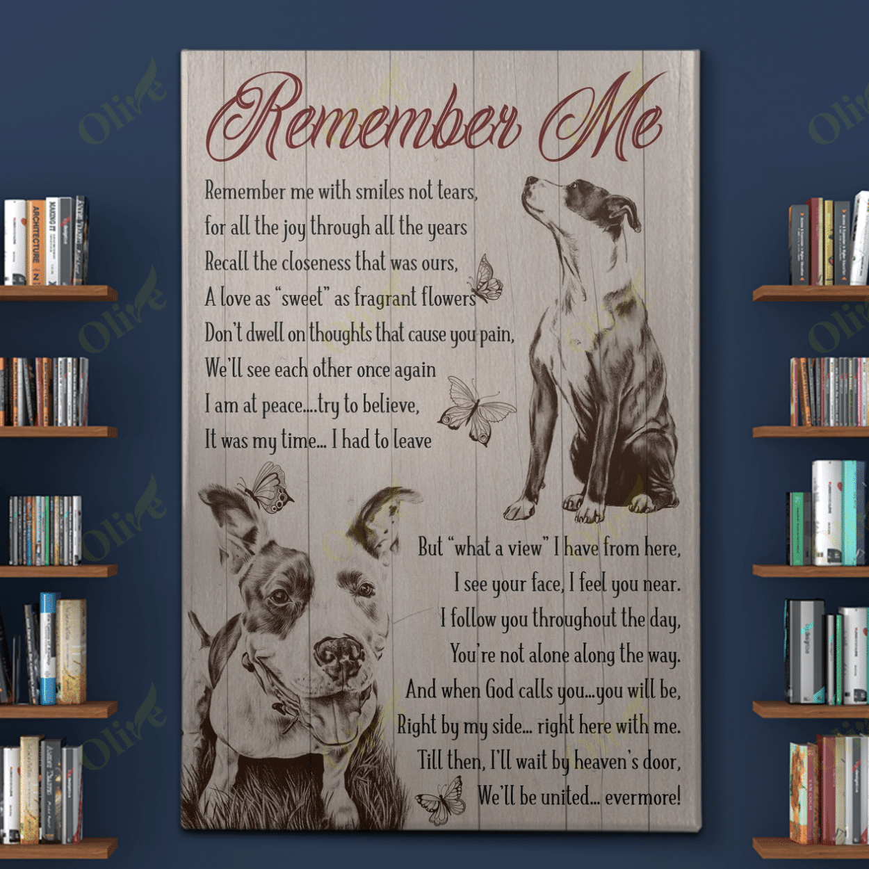 Pit Bull - Remember Me In Your Heart Poster And Canvas Art Wall Decor