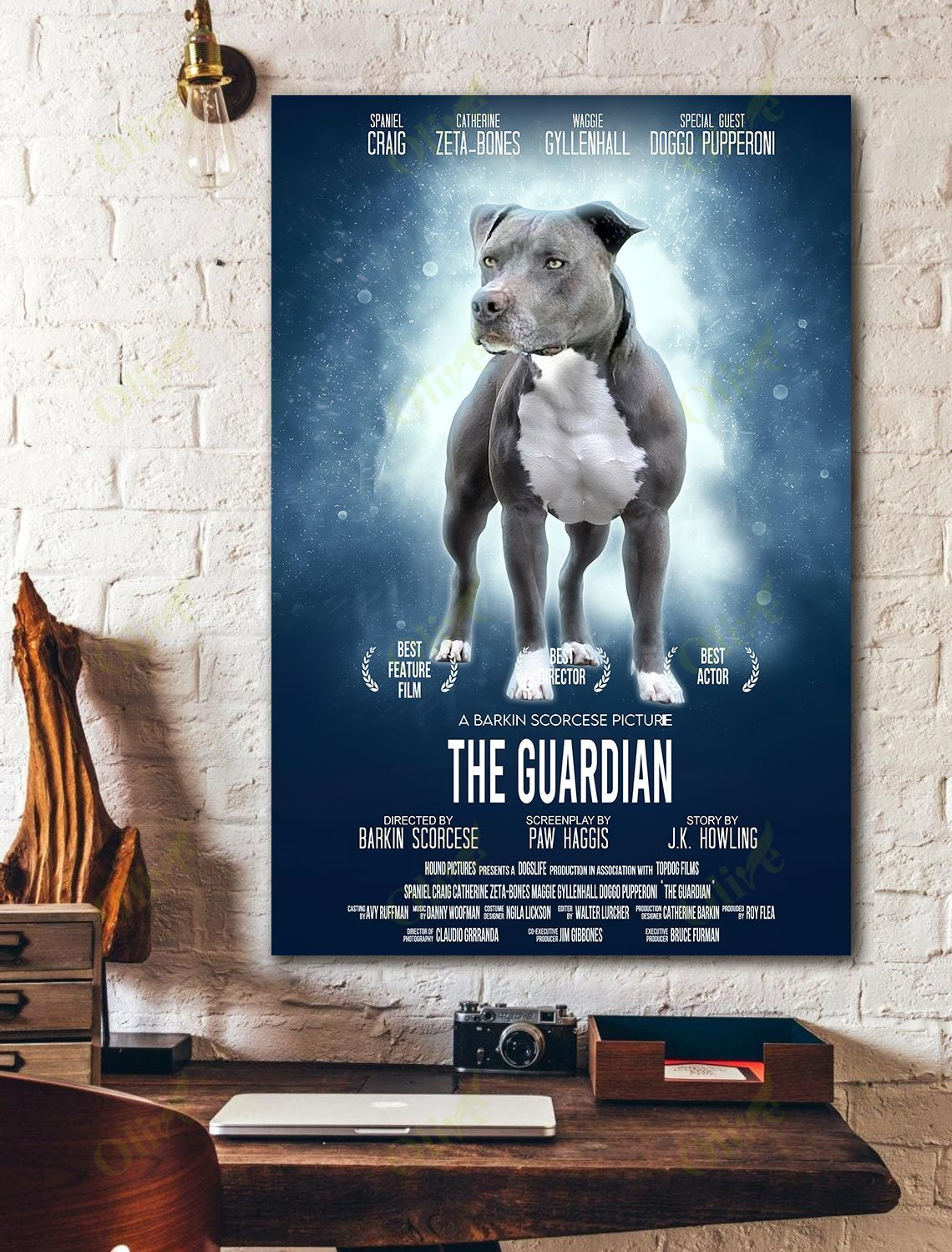 Pit Bull - The Guardian Canvas Pit Bull Poster And Canvas Art Wall Decor