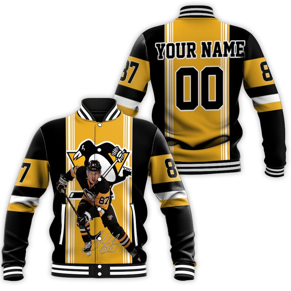 Pittsburgh Penguins Sidney Crosby 87 Signed Fans Personalized Baseball Jacket for Men Women