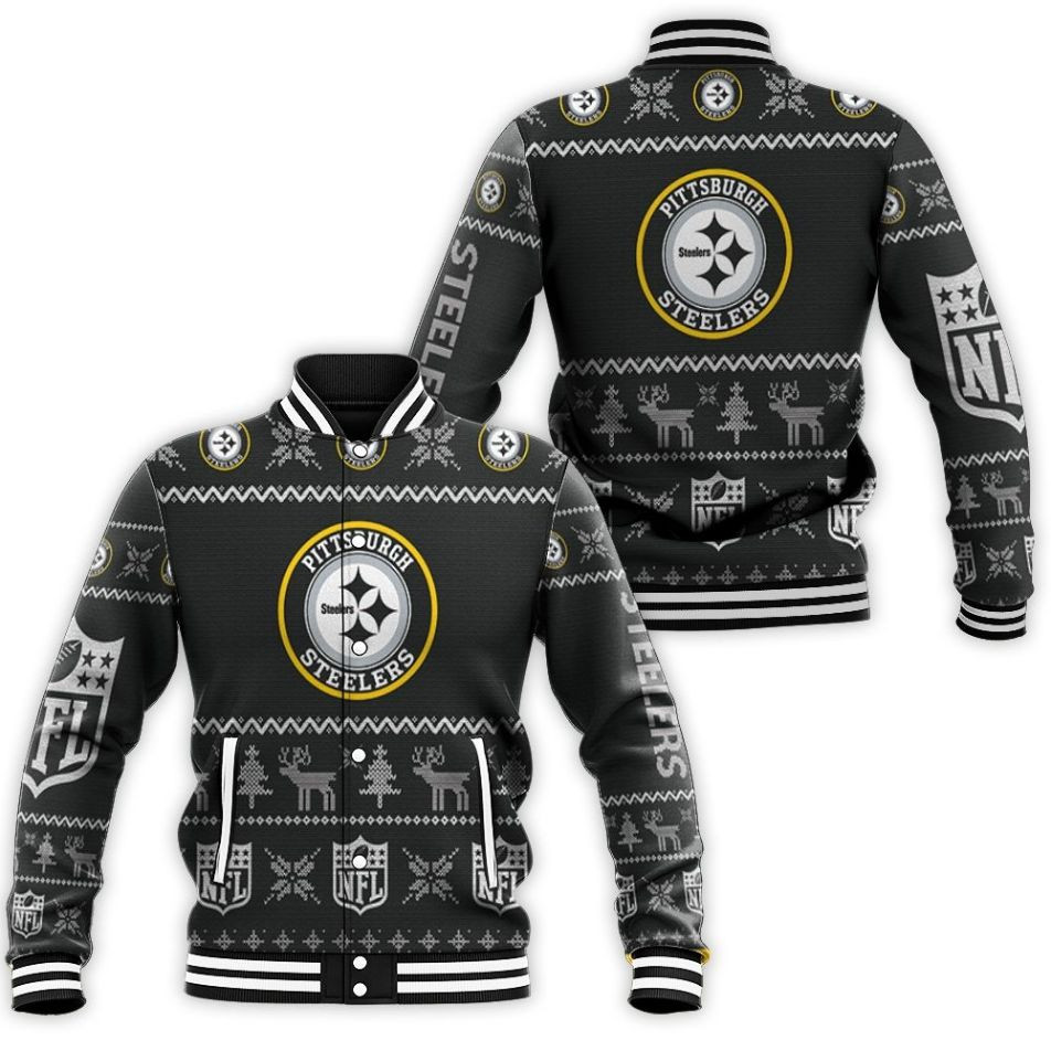 Pittsburgh Steelers Christmas 3d Baseball Jacket for Men Women