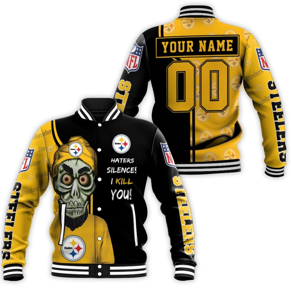 Pittsburgh Steelers Haters Silence 3d Personalized Baseball Jacket for Men Women