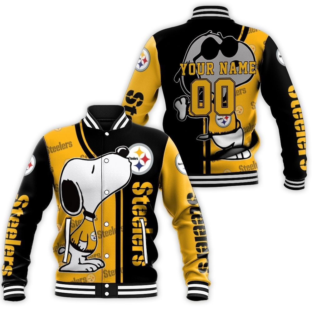 Pittsburgh Steelers Snoopy 3d Personalized Baseball Jacket for Men Women