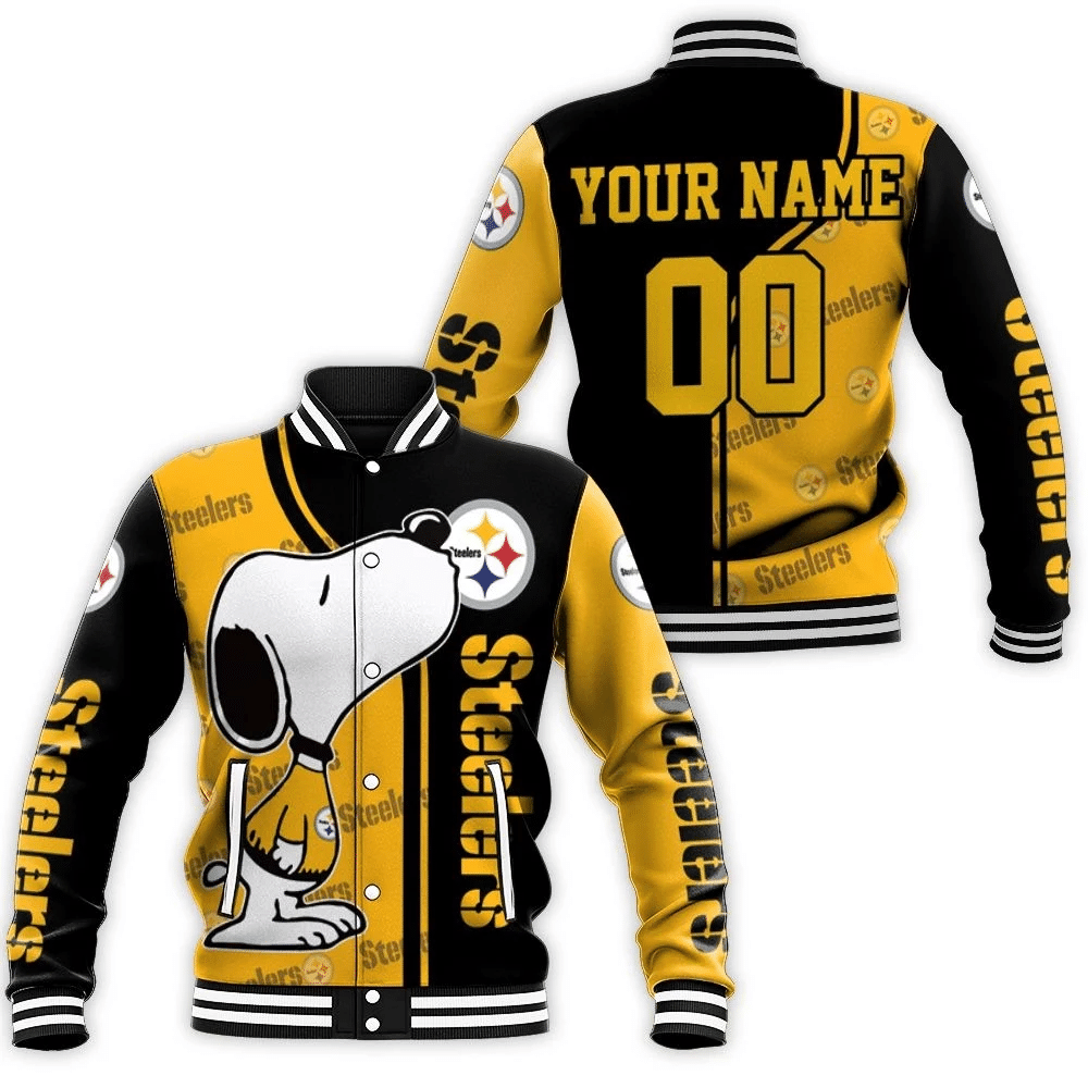 Pittsburgh Steelers Snoopy Personalized Baseball Jacket for Men Women