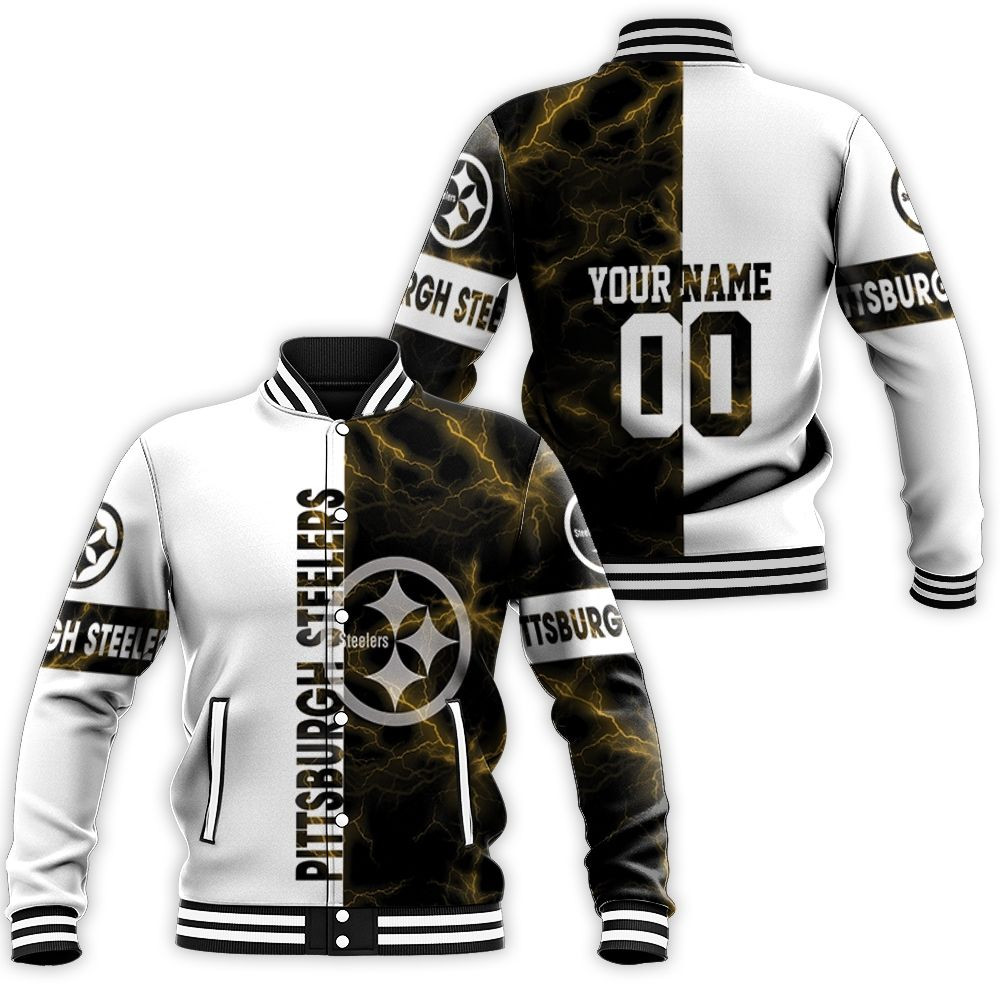 Pittsburgh Steelers Yellow For Fans 3d Personalized Baseball Jacket for Men Women