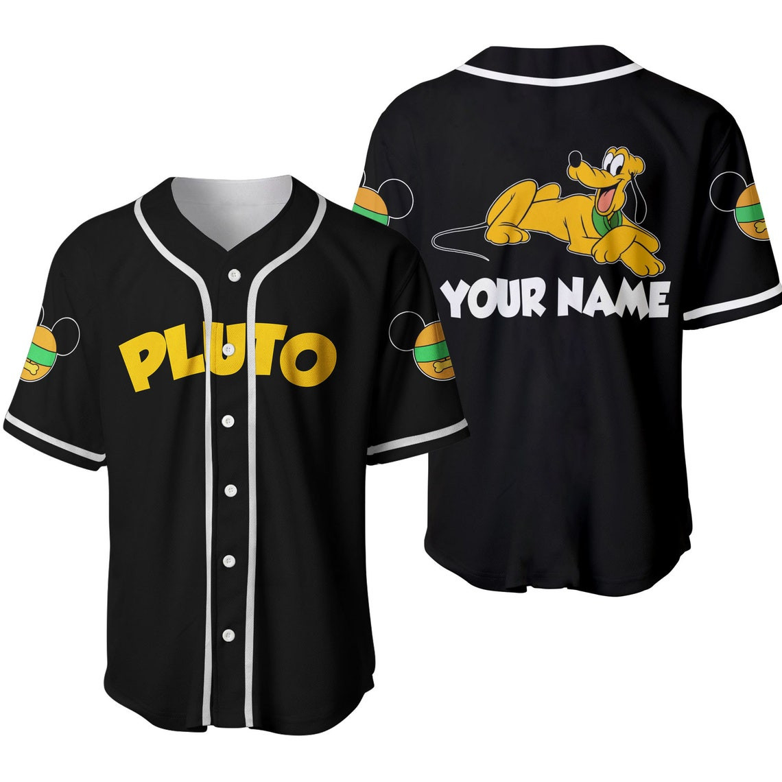 Pluto Dog Chilling Yellow Disney Unisex Cartoon Custom Baseball Jersey Personalized Shirt Men Women