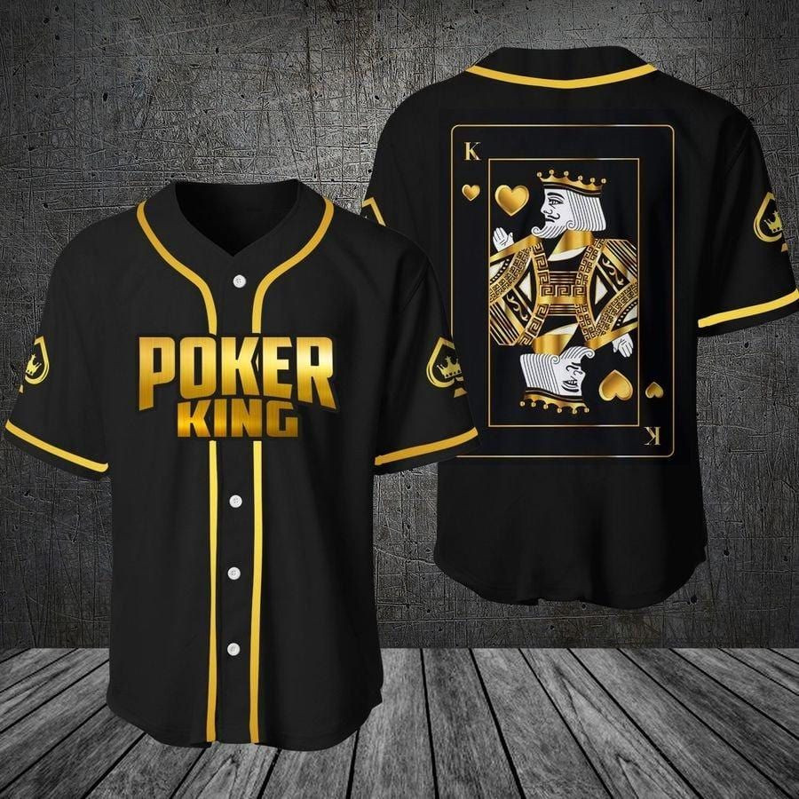 Poker King Black Baseball Jersey