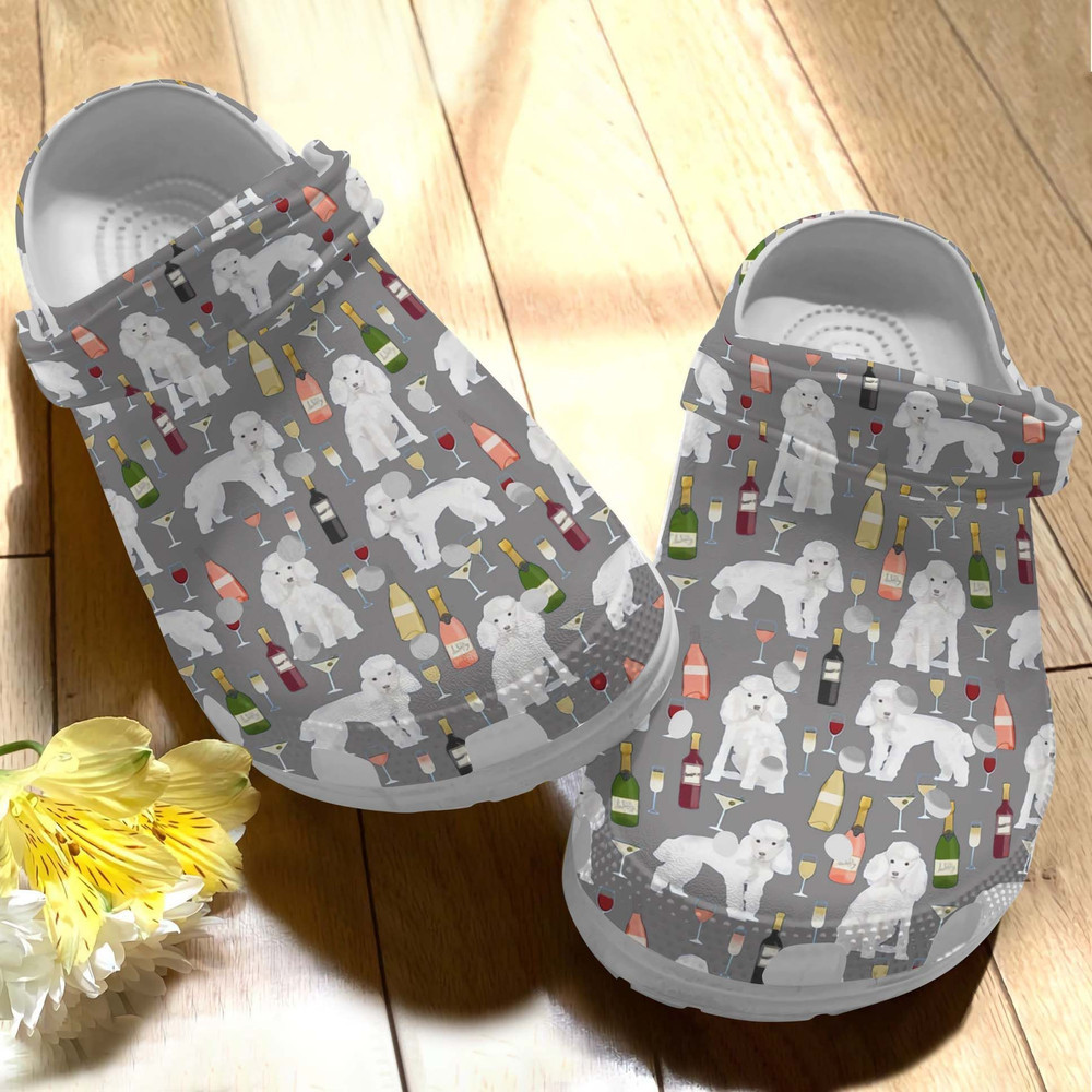Poodle And Wine 6 Gift For Lover Rubber Crocs Clog Shoes Comfy Footwear