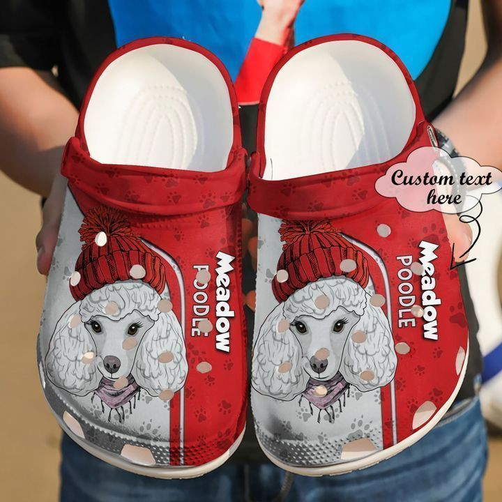 Poodle Personalized Red Crocs Clog Shoes