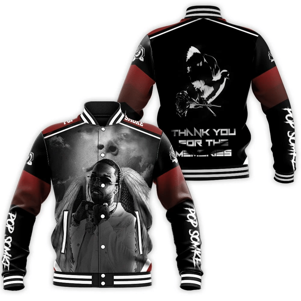 Pop Smoke Legend Hip Hop Rap Angel Memories Baseball Jacket for Men Women